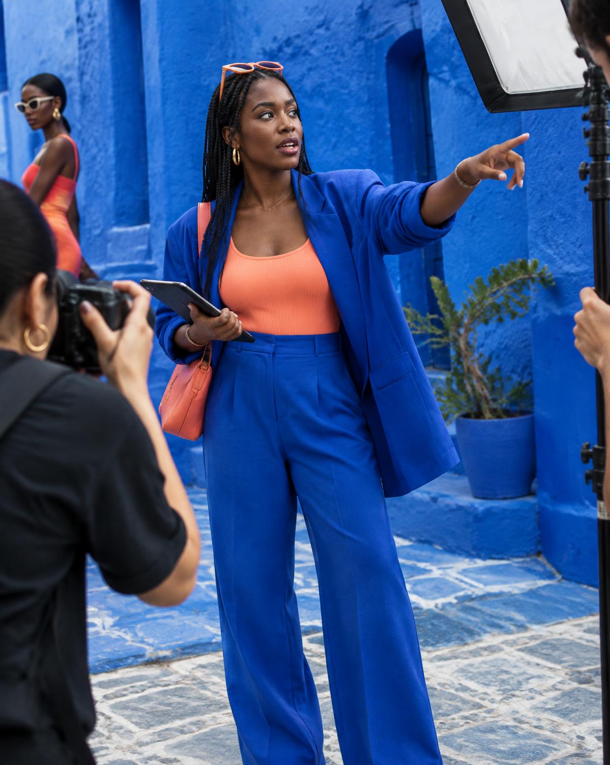 Fashion creator directing an editorial content shoot
