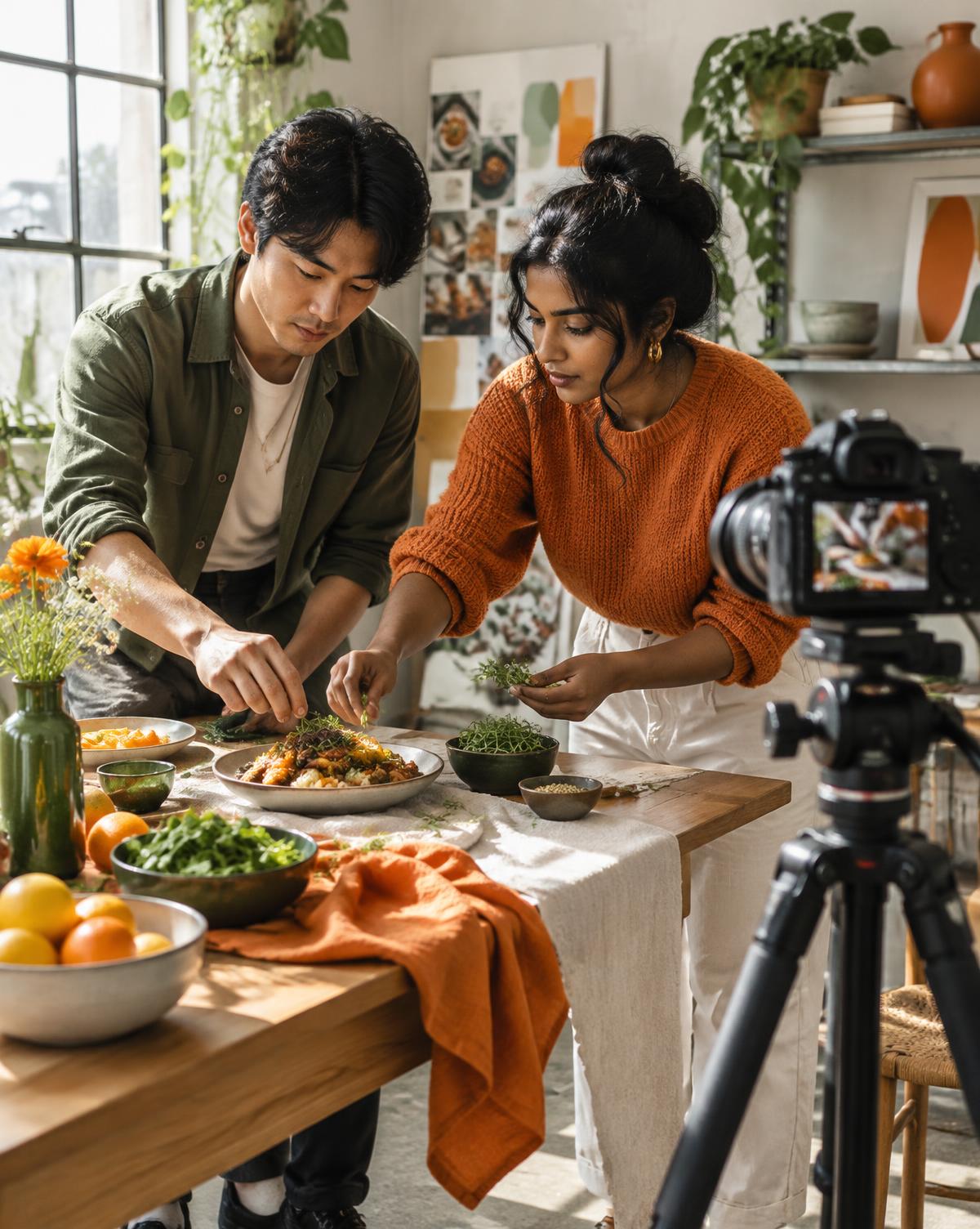 Food creators styling a campaign shoot together